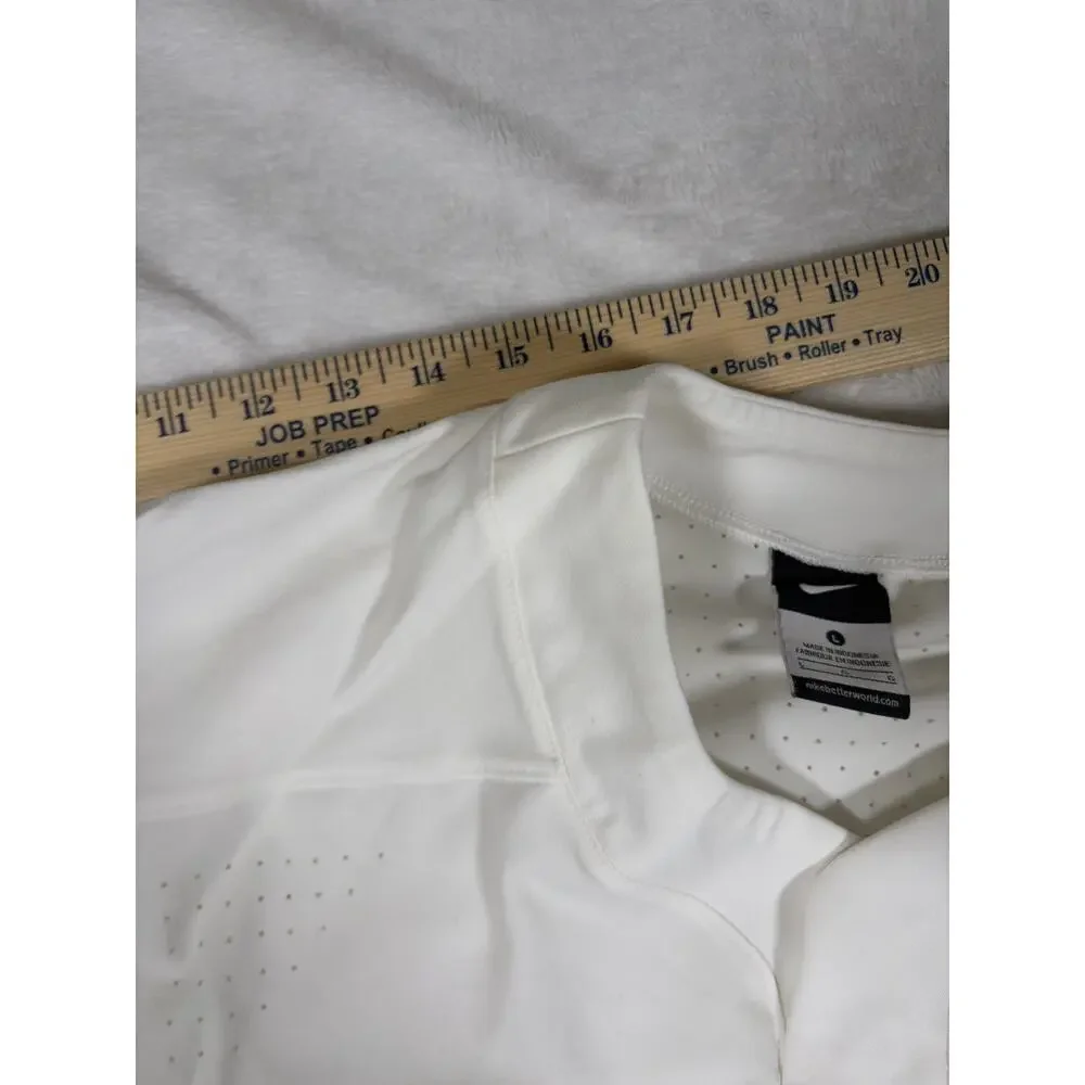 Nike Baseball Jersey Mens Large White Dri Fit Button Front Short Sleeve